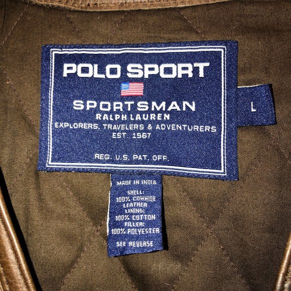 POLO Ralph Lauren Chocolate Brown Zip up LEATHER vest L - Picture 2 of 7